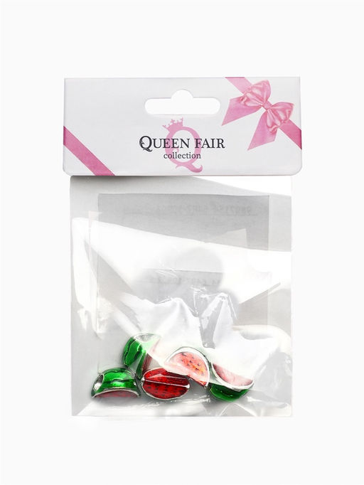 Цена за 5 шт. Шарм «Арбузик сочный», зелёно-красный в серебре