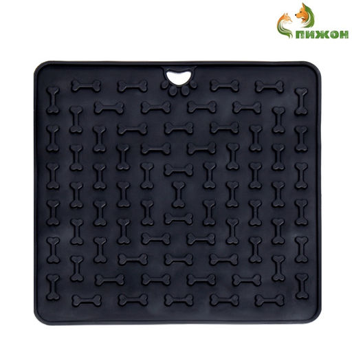Коврик для лизания на присосках 18.518.5 см, TPE, чёрный - Пижон фото 2