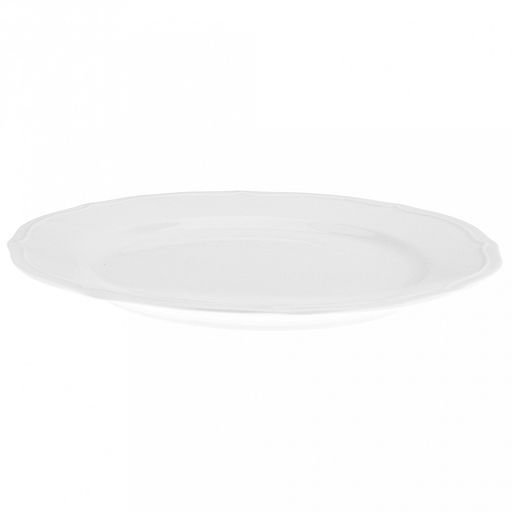 "Совершенство" Тарелка мелкая фарфоровая д270мм h25мм, белый, рельефный декор, волнистый край (Китай)