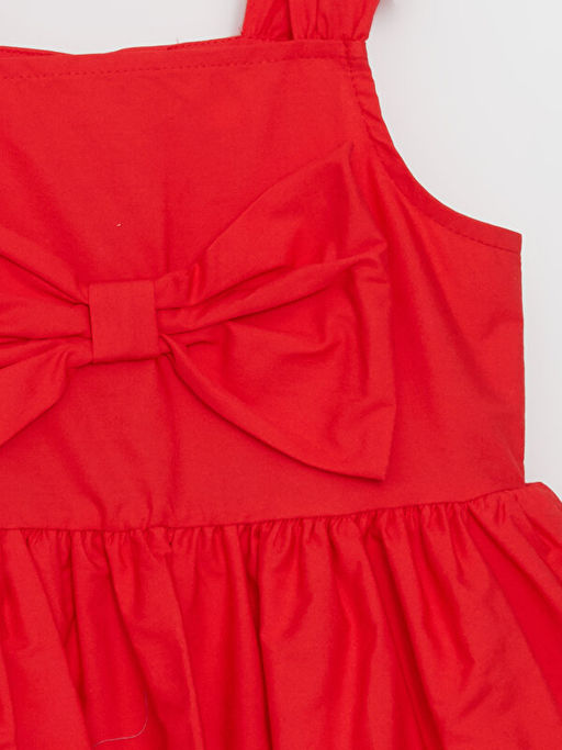 Kare Yaka Ask?l? K?z Bebek Poplin Elbise