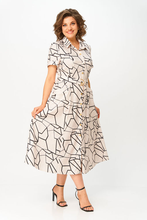 Платье Swallow 844.2 льняной, принт чёрная геометрия фото 5