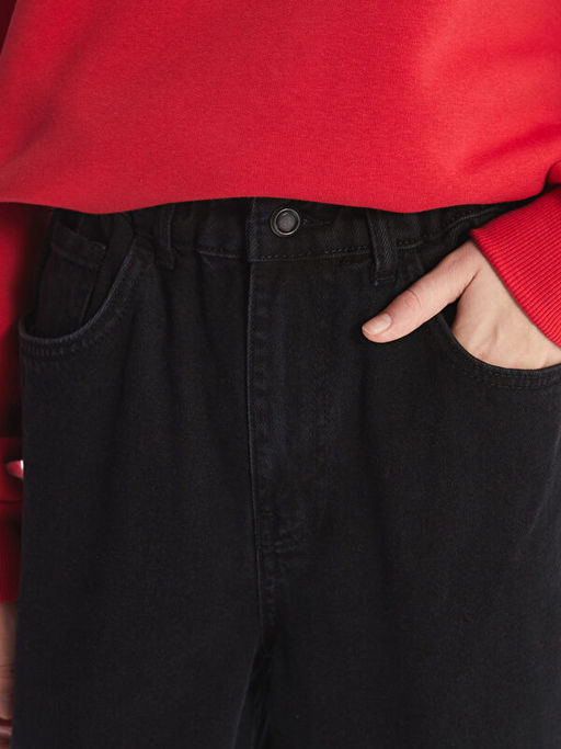 Beli Lastikli Slouchy Fit Kad?n Jean Pantolon