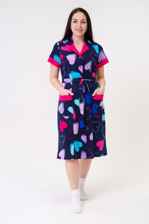 Халат женский из кулирки Елизавета сердца малина - Амадэль фото 9