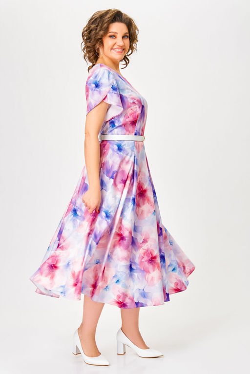 Платье Swallow 829 Принт Розово-голубые цветы фото 3