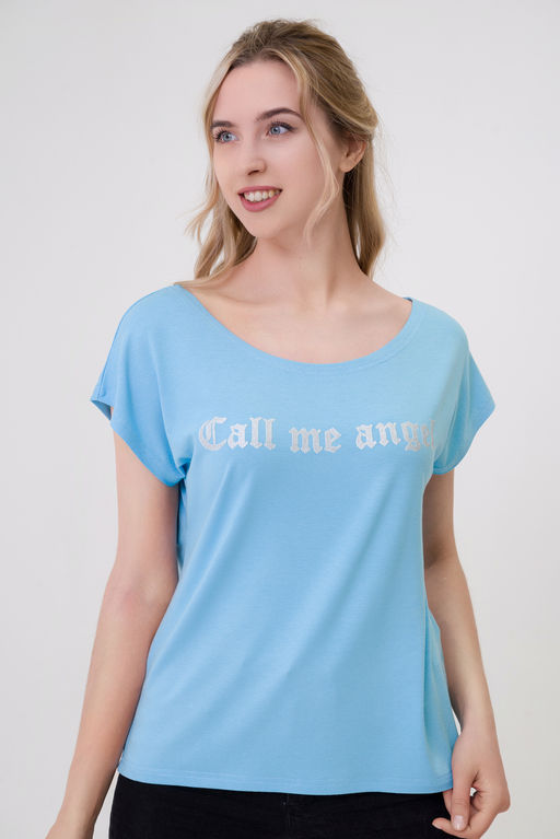 Футболка женская из вискозы Лирика бледно-голубой Call me angel - Амадэль фото 5