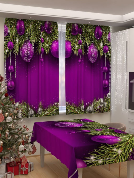 Фотошторы для кухни Новогодняя коллекция 296 Скатерть 145*200
