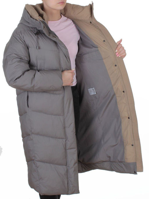 8867 GRAY Пальто зимнее женское (200 гр. холлофайбер)
