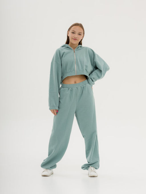 Костюм из спортивной ткани найк футер утепленный, мята (велюр эффект) - Knitka wear фото 4