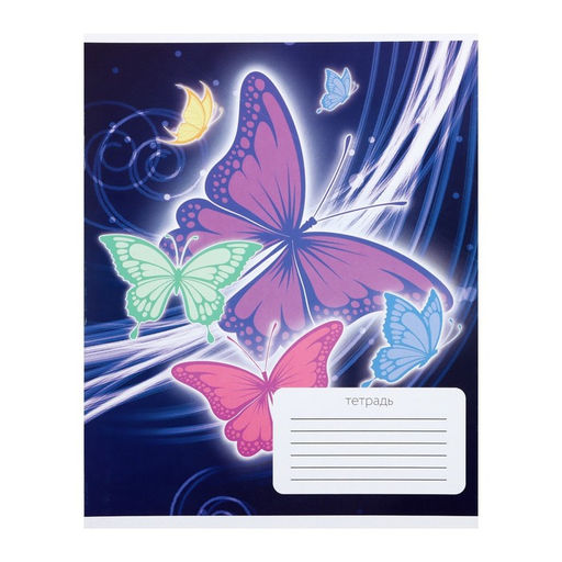 Комплект тетрадей из 10 штук Calligrata Бабочки, 12 листов в клетку, обложка мелованный картон, ВД лак, блок офсет, белизна 95%, 5 видов по 2 штуки  фото 4