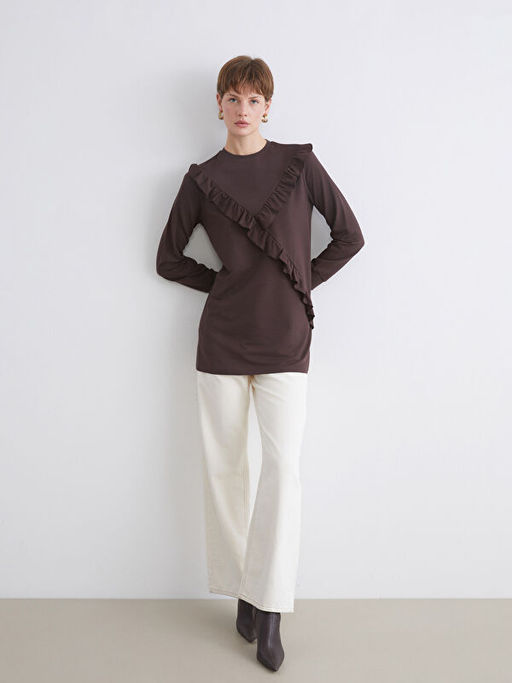 Bisiklet Yaka F?rf?rl? Kad?n Sweatshirt Tunik