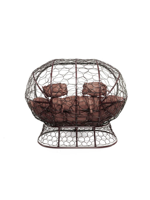 Диван садовый «Лежебока», 165×90×137 см, коричневый, с коричневой подушкой