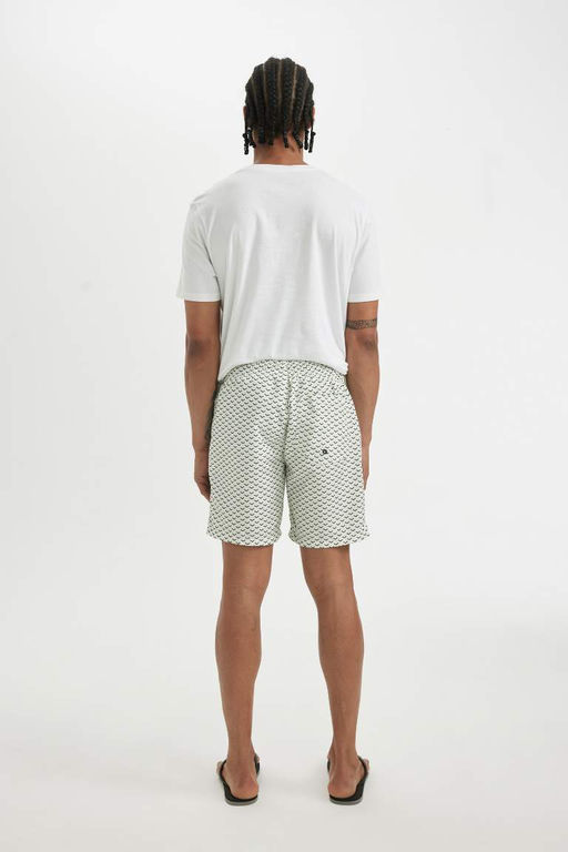 Короткие шорты для плавания стандартного кроя с сетчатой подкладкой и рисунком - Defacto фото 5