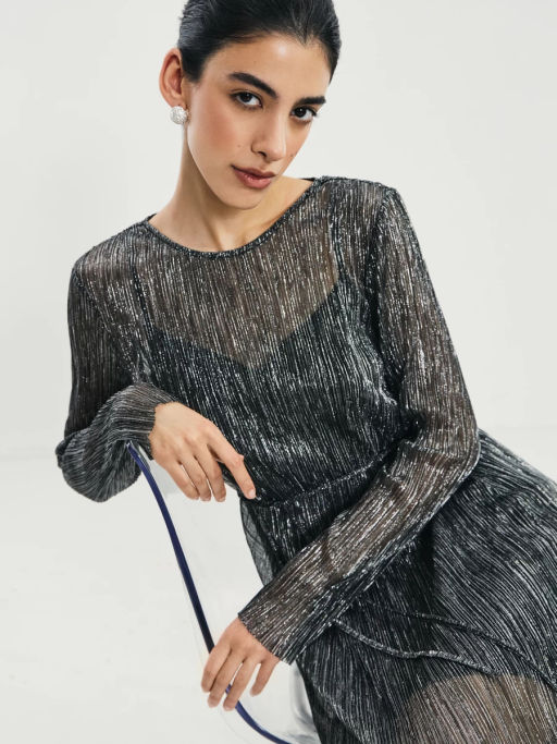 Платье миди с люрексом / Zarina