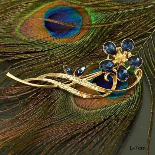 Брошь Цветок 7 см / 59-5/1 /уп 12/ синяя - Галеонтрейд фото 2