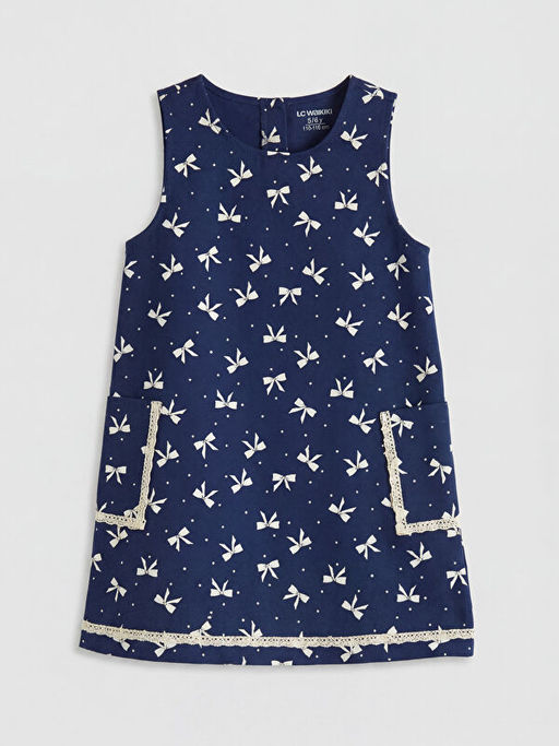 Fiyonk Bask?l? K?z ?ocuk Elbise ve Bluz