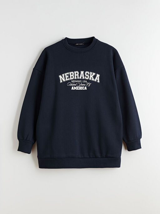 Nebraska Bask?l? Kad?n Kal?n Sweatshirt Tunik