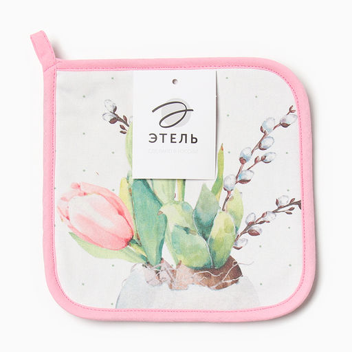 Прихватка ЭтельТюльпаны 19х19 саржа,100% х/л,ватин 250г/м2  фото 4