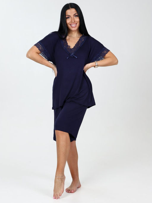 033 Домашний костюм шорты (Темно-синий) - А-дина фото 3