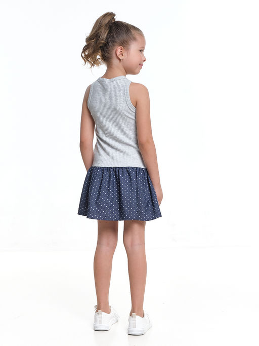 Платье комбинированное 22-7183 серый/джинс - Mini maxi фото 3