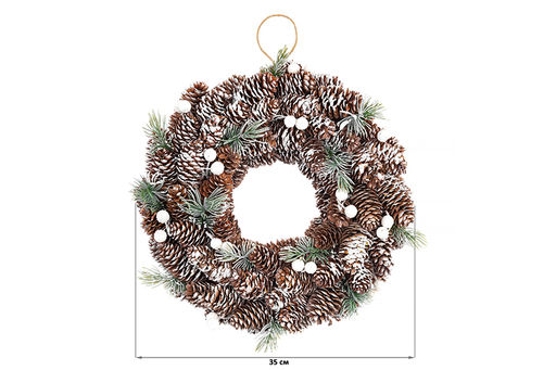 Новогоднее украшение венок 35*35*8 см Снежный лес круг - Elan gallery фото 6