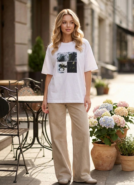 K13533 Футболка OVER SIZE (хлопок) БЕЛЫЙ