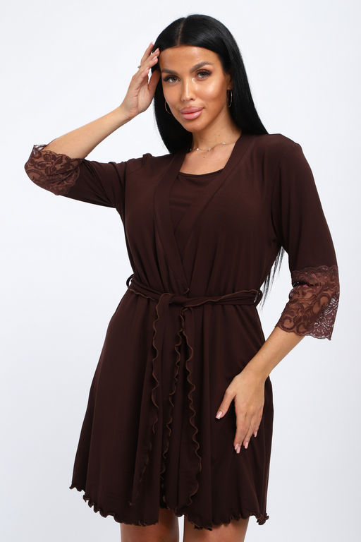 Халат женский из вискозы Адель Нуар шоколад - Амадэль фото 18