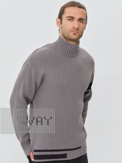 Джемпер мужской 5232-12378. 6400173/02 титаниум/антрацит