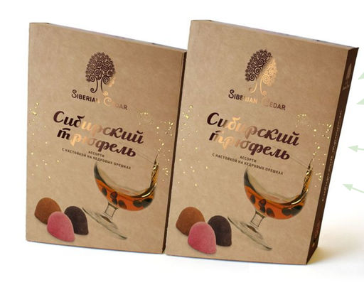 Сибирский трюфель Ассорти с кедровой настойкой / вишня, апельсин, кофе / 100 г / ТМ Сибирский кедр