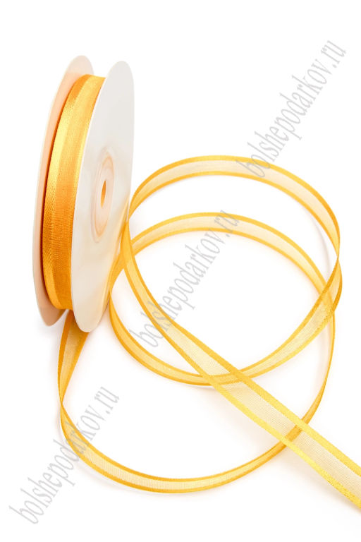 Лента органза с атласными краями 1 см*25 ярд (SF-8086) оранжевый №017 - Больше подарков фото 3