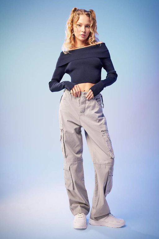 Cool Slim Fit свитер с открытыми плечами - Defacto фото 2