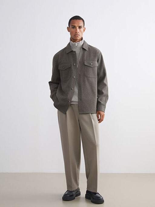 Regular Fit Uzun Kollu Ka?e Erkek G?mlek Ceket