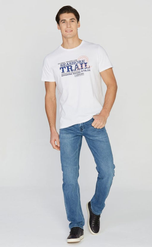 Футболка мужская с принтом F011-06b-587 белая - Fine joyce фото 3