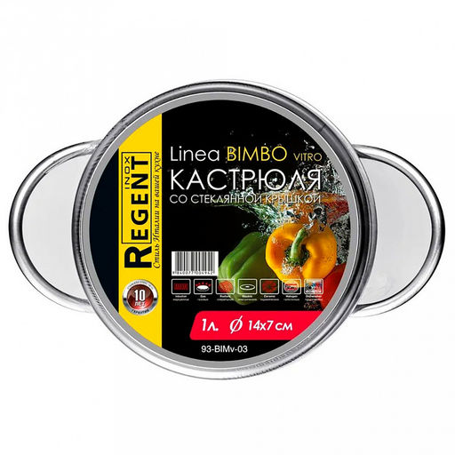 Кастрюля из нержавеющей стали Bimbo Vitro 1л, д14см, h7см, s0,5мм, дно s2,9мм, стеклянная крышка, ручки из нержавеющей стали, точечная сварка (Китай) Подходит для всех видов плит, включая индукционную. - Домашняя мода фото 3