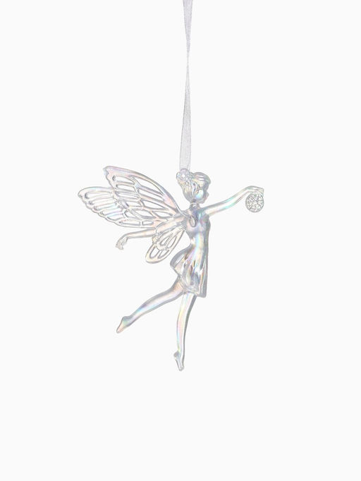 Цена за 2 шт. Ёлочная игрушка Зимнее волшебство. Фея с шариком, 1211.5 см, белый перелив  фото 10