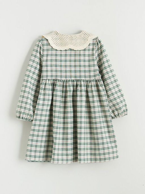 Bebe Yaka Ekose Desen Flanel K?z ?ocuk Elbise