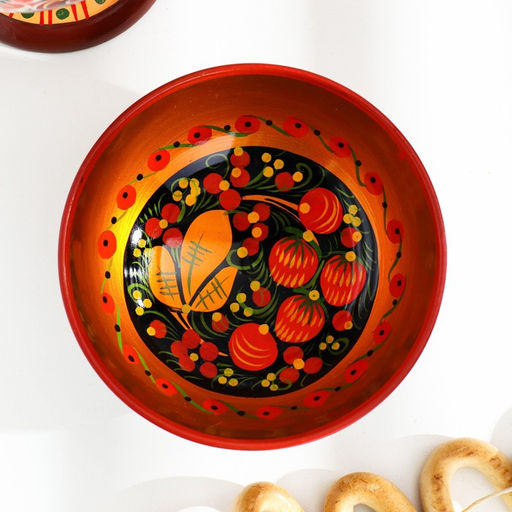 Салатник деревянный хохлома «Средний», 14×7.5 см