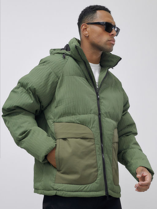 Куртка молодежная мужская зимняя с капюшоном цвета хаки 25307Kh - Mtforce фото 11