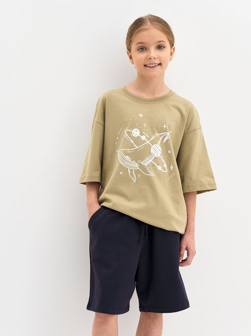 Футболка для девочки цвета хаки с принтом - Kogankids фото 22