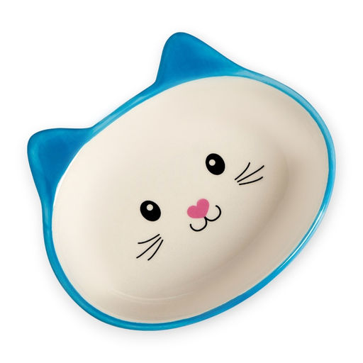 Миска керамическая Кошачья мордочка 200 мл - 14123.5 см, голубая/белая - Пижон фото 3