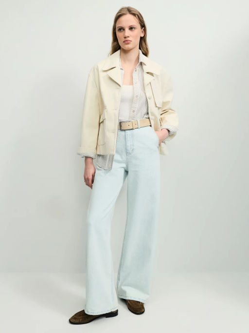 Джинсы широкие с ремнём с высокой посадкой ZR2604092334-100 / Zarina