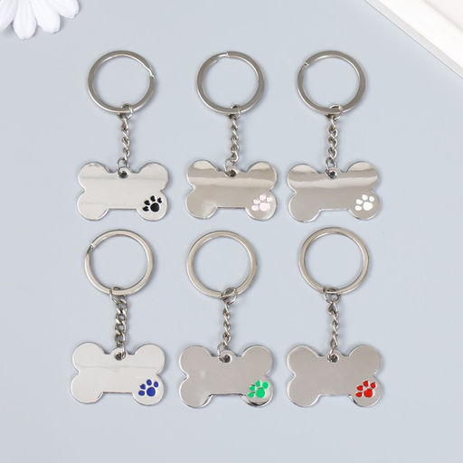 Цена за 12 шт. Брелок для ключей на кольце «Косточка с лапкой», металл, 3×4 см, МИКС
