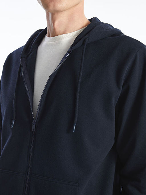Kap??onlu Uzun Kollu Erkek Fermuarl? Sweatshirt