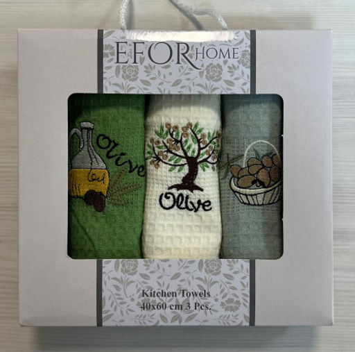 Набор кухонных салфеток EFOR (3шт) (40*60) ОЛИВКИ