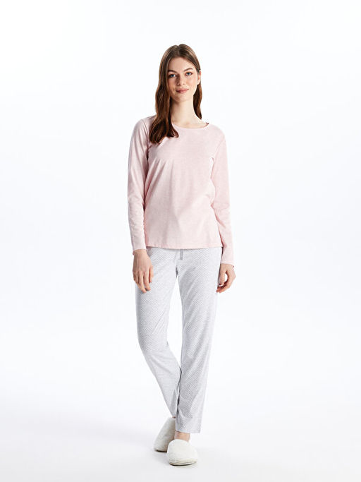 Bisiklet Yaka Puantiyeli Kad?n Pijama Tak?m?