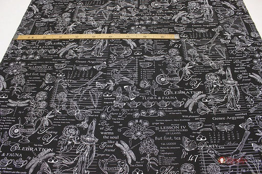 Рогожка Флора и фауна цв.черный, ш.1.5м, хлопок-100%, 165гр/м.кв - Купава фото 4