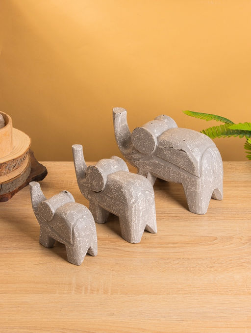 Набор сувенирный «Слоники», h=12.5 см, h=10.5 см, h=9 см, дерево, серый
