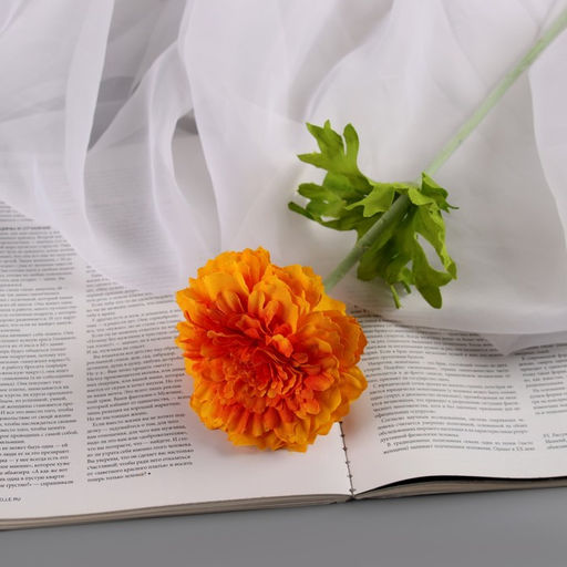 Цветы искусственные «Хризантема люкс», h=50 см, d=9 см, оранжевые