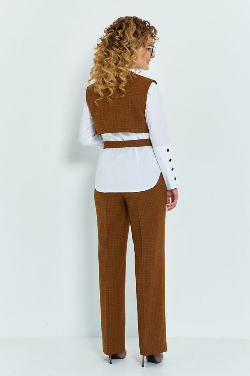 Костюм Euro Moda 534 горчичный, белый