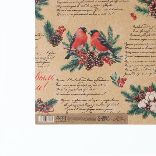 Цена за 10 шт. Упаковочная бумага на Новый год крафтовая Новогодняя газета , 70 х 100 см - Дарите счастье фото 8