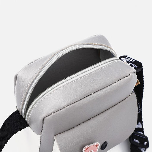 Сумка детская на длинном ремне, наружный карман, цвет серый - Simaland фото 3